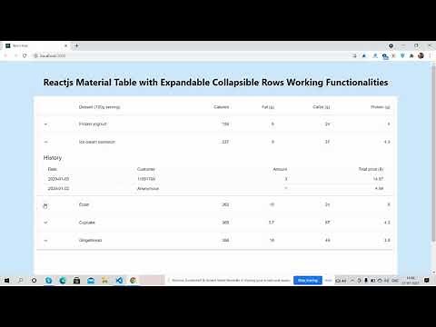 Reactjs Material Table with Row Expand Collapse Working Demo