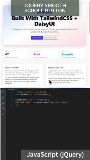 jQuery smooth scroll to top #coding #html #css #frontend #webdevelopment #webdesign #js #jquery