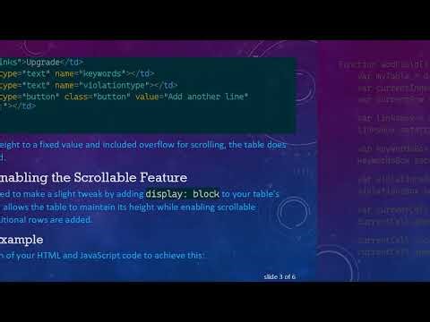 How to Create a Scroll-able Table with Dynamically Added Rows in JavaScript