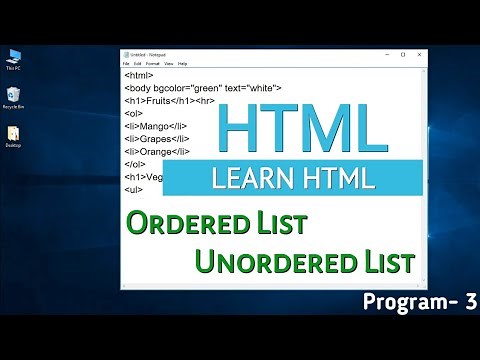 Ordered and Unordered List in HTML