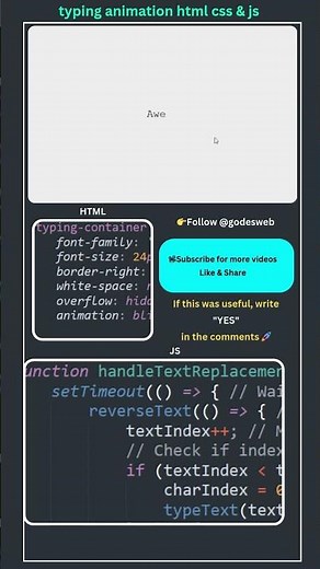 🔥 Typing Animation in 30s — HTML + CSS + JS