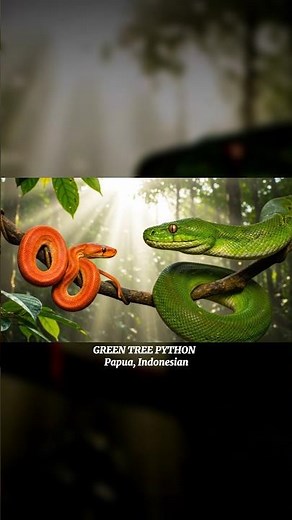 The Stunning Green Tree Python from Papua 🌿 | Rare Wildlife of Indonesia! #shorts #animals