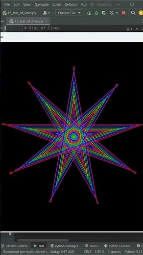 Python Turtle Fun #15 | Creating a Stunning Rainbow Star of Lines with Python Turtle! 🌈⭐🐢🎨