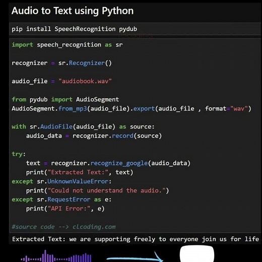 Audio to text converter using python #ai #python