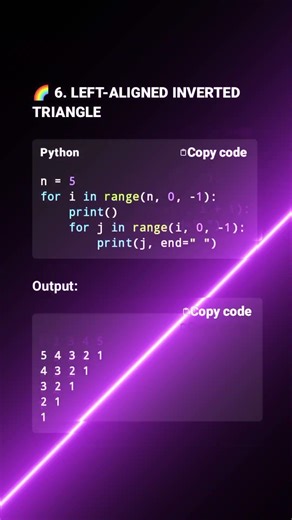 👉 Master 7 Python Pattern Programs in 5 Minutes 🔥 (Must Know for Beginners) #viral #programming