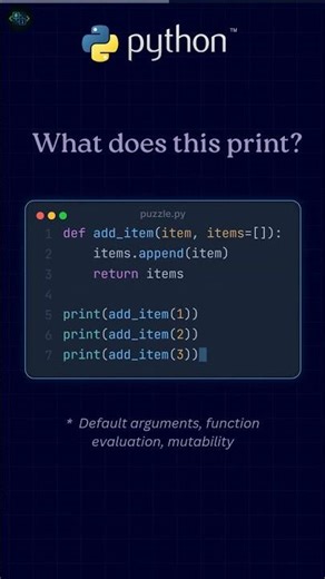 Python Puzzle | Can you Guess the Output? | Default arguments, function evaluation #shorts