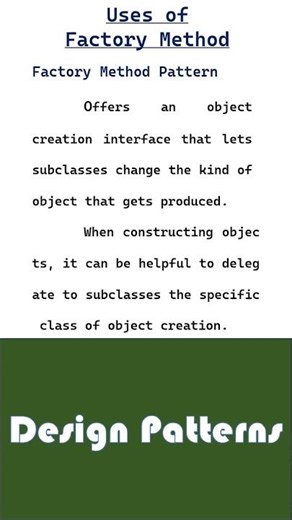Use of Factory Method Pattern | Design Patterns #shorts
