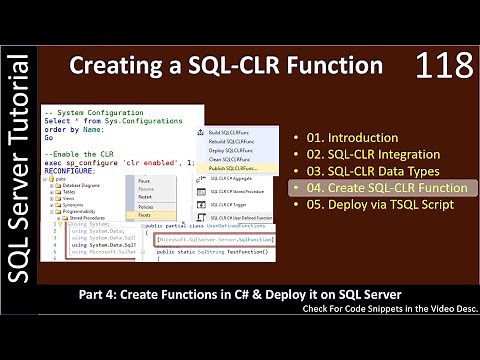 SQL CLR Function | Part 4 - Create SQL CLR Function C# VS 2017 | SSMS TSQL Tutorial #118
