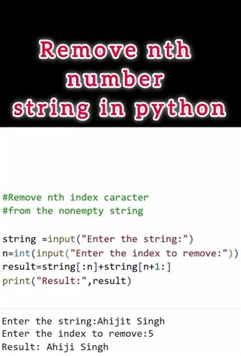 Python Program | Remove Nth Index Character from String 🔤🐍