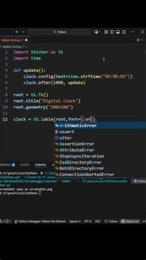 Python GUI Digital Clock ⏰ | Build a Real-Time Clock in Python #shorts #coding #python