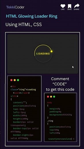 HTML Glowing Ring Animation | CSS & JavaScript | Smooth Neon UI Effect #uidesignlearning #coding