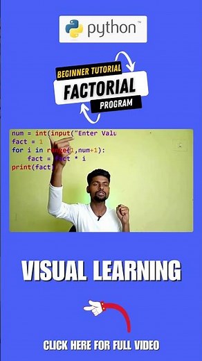 Factorial Program in Python #pythontutorial #python #pythoncourse #factorials