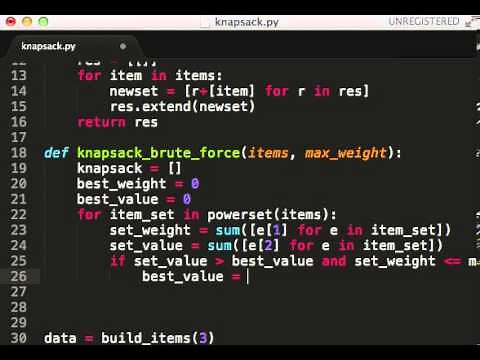 0/1 knapsack brute force in python