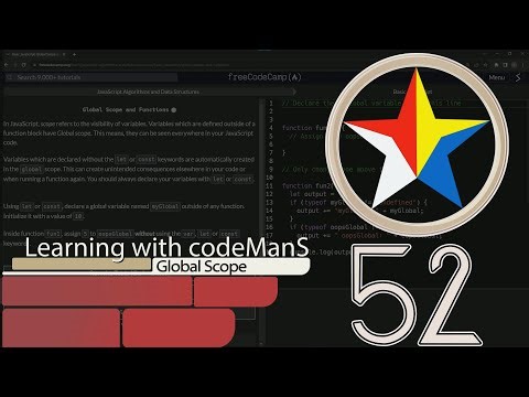JavaScript Basic 52: Global Scope and Functions | FreeCodeCamp | Algos & Data