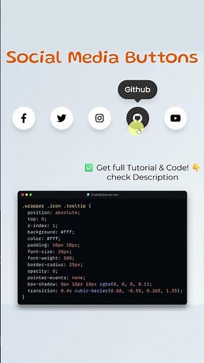 Social Media Buttons with Tooltip ✨ | HTML CSS #webdevelopment #coding #htmlcss