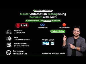 Live Training - Automation Testing Using Selenium With Java With GenAI From 3rd March 2026