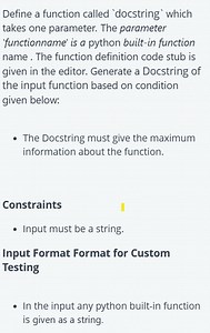 Define a Python function called docstring that takes one parame... | Filo