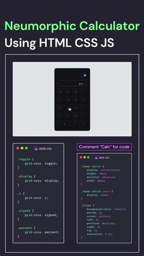 Neumorphic Calculator Cool using HTML CSS JavaScript💻😨Simple and Cool Calculator Dark/light ☠️🔥 #css