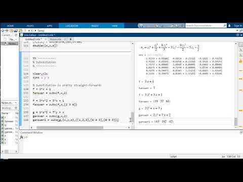 Symbolic Algebra Substitution, Differentiation, and Integration in MATLAB with Live Script