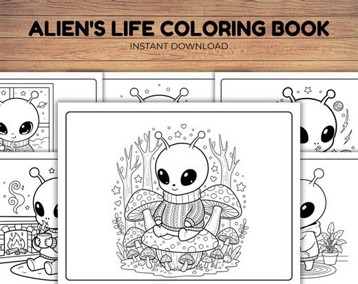 Cozy Alien Coloring Book for Kids, Cute Space Creatures Printable, Fun Sci-fi Coloring Pages, Instant Download PDF, Relaxing Kids Activity - Etsy