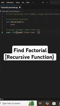 find factorial using recursive function in python!🔁💡 #python #pythonprogramming #coding #recursion