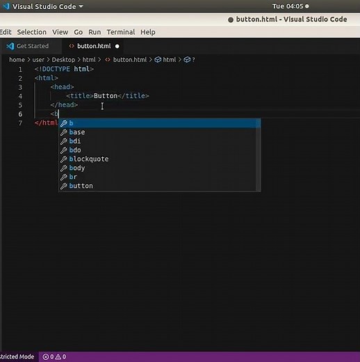 How to add a button in webpage using HTML | VS Code | #shorts