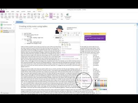 Sticky notes in OneNote