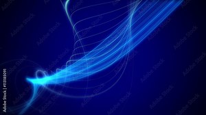 Loopable blue motion background with wavy strings moving smoothly in space