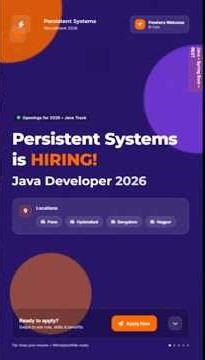 Persistent Systems Hiring 2026 🔥 Java Developer Fresher | Pune Hybrid Job | Apply Now