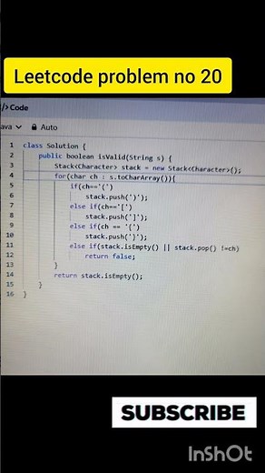 Valid parentheses | Leetcode problem solving #leetcode #java #shots