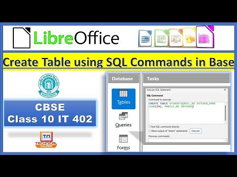 Create Table using SQL Commands in Libre Office Base