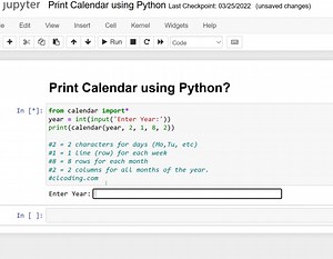 Print Calendar using Python | Python Coding