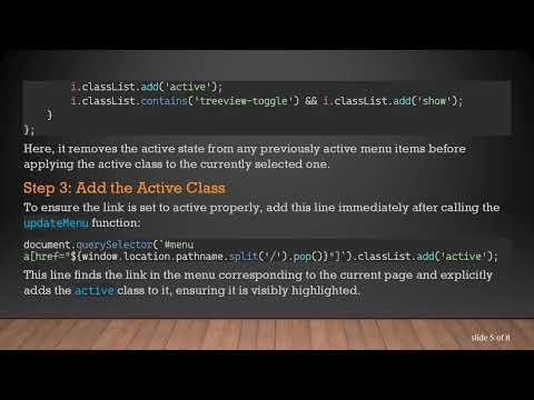 How to Select Current Link in Menu Using JavaScript