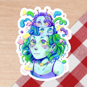 Alien Girl - Sticker holographique en vinyle