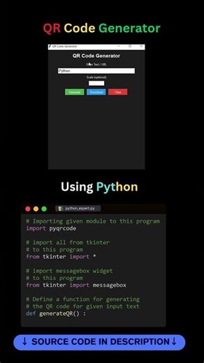QR Code Generator App in Python (Tkinter + pyqrcode) #Shorts #coding #programming #python #qrcode