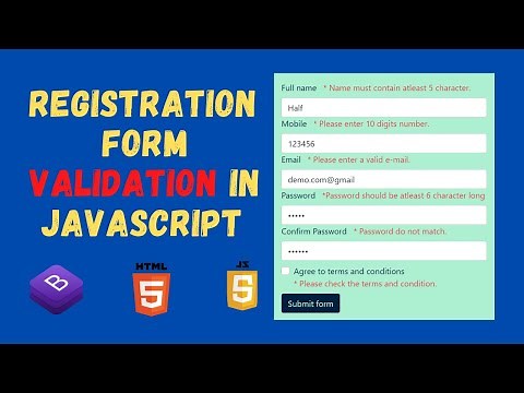 Responsive Registration Form Validation in JavaScript | Bootstrap 5 Tutorial