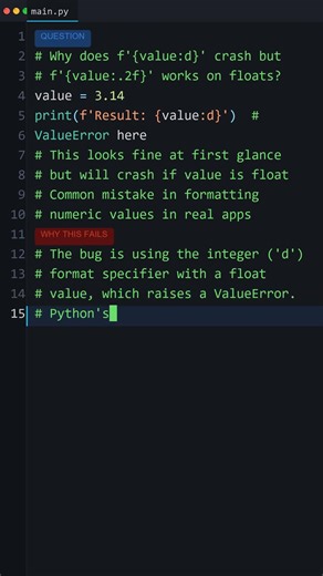 Your Python Is Too Slow: Why does f'{value:d}' crash but f'{value:.2f}' works on fl