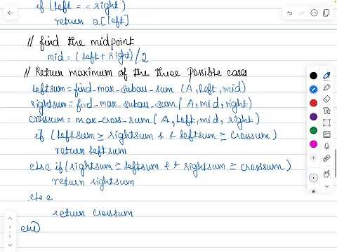 Maximum Subarray Sum using Divide and Conquer Method
