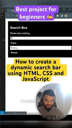 How to create a dynamic search bar using HTML, CSS and #javascript #shorts #coding #html #css
