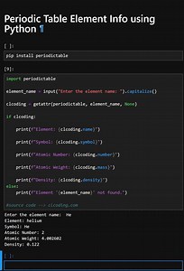Periodic Table Element Info using Python | Python Coding