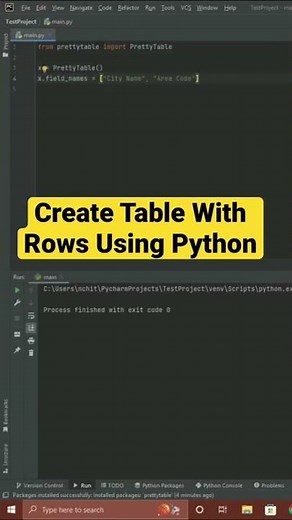 Create Table With Rows using Python
