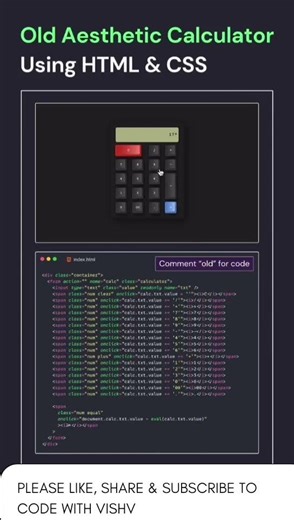 Old Aesthetic Calculator Using HTML, CSS & JAVASCRIPT#html #css