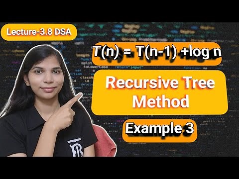 Lec 3.8: T(n) = T(n-1) +log n | Recursive Tree Method | Example 3 | Recurrence Relation in DAA