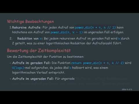 Verstehen der Zeitkomplexität: O(logk) für Potenzberechnung in Python