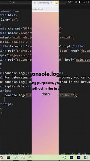 console.log() in JavaScript #coding #javascript #debugging