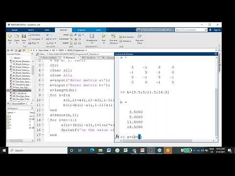 Thomas Algorithm MATLAB Code/ Program