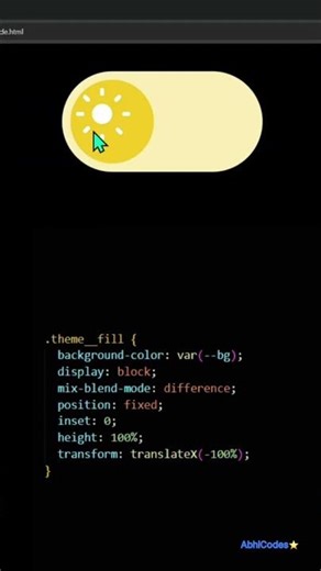 Dark Mode Toggle Button Using HTML CSS & JavaScript | Modern UI Animation Tutorial 🔥 #coding