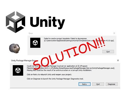 Fix Unity Errors - SOLUTION || Failed project template / Can't find Unity Package Manager (Windows)
