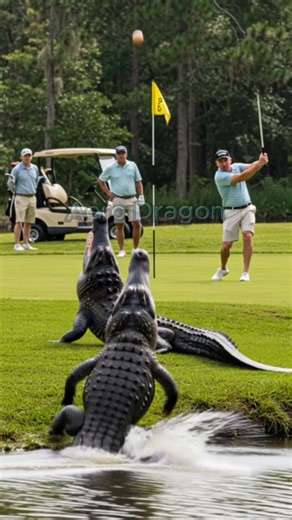 Golf Game Interrupted by Giant Alligators