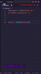 Python Eval( ) function 👨🏾‍💻 | James Code Lab